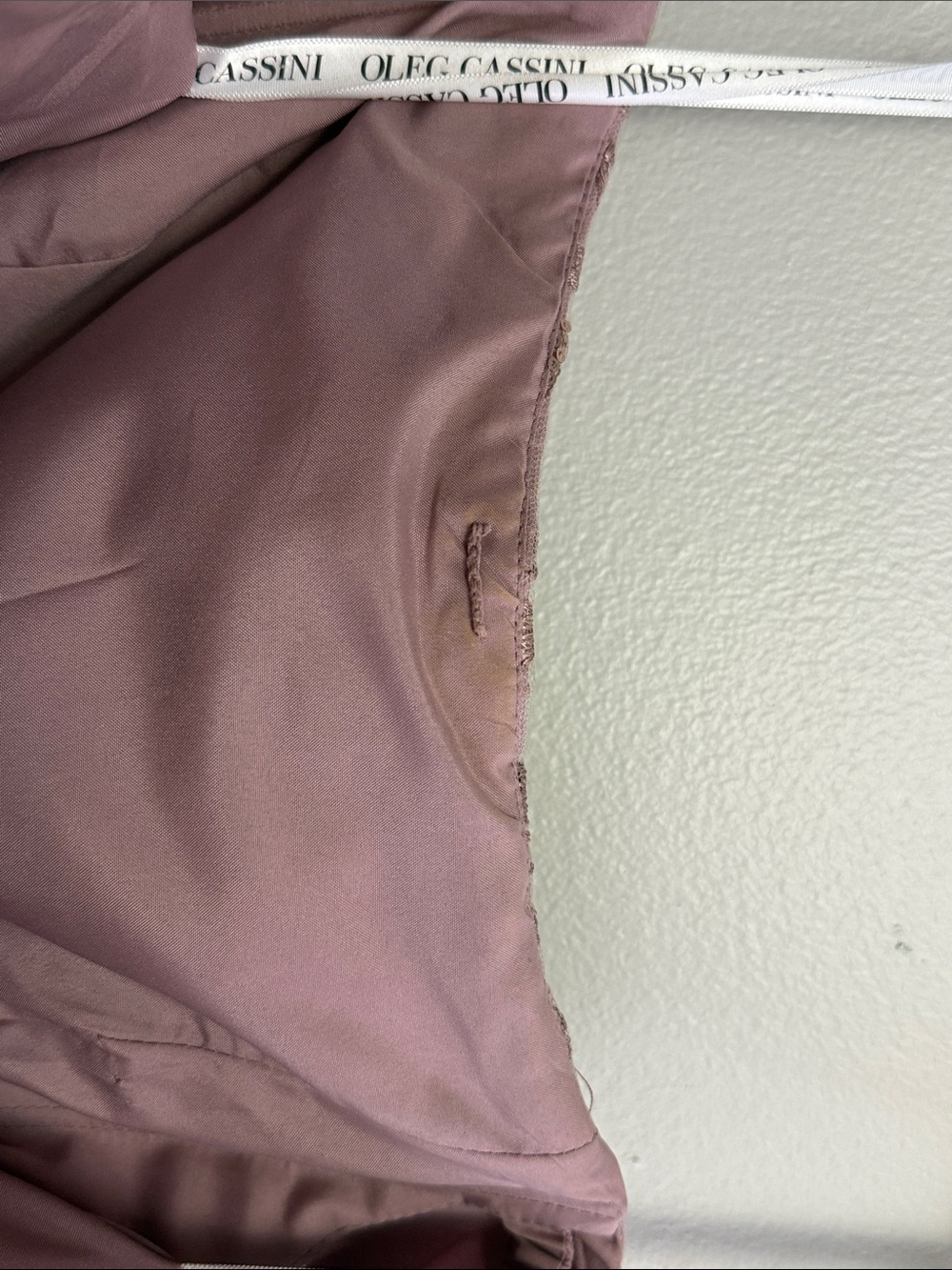 Oleg Cassini Mauve Off-Shoulder Embellished Prom Gown - Picture 6 of 7